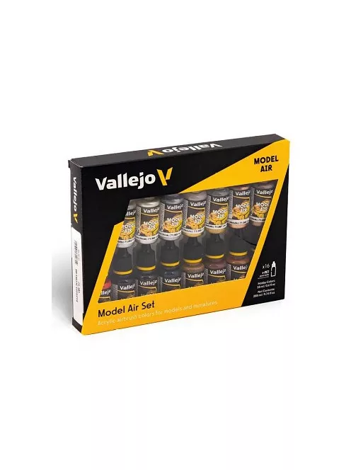 Airbrush festék set Vallejo 16x18ml – Metallic Effects