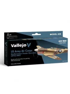   Vallejo airbrush festékkészlet 8x18ml – US Army Air Corps Mediterranean Theater Op. (MTO) WWII