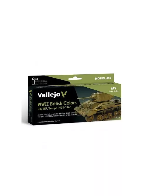 Airbrush festék set Vallejo 8x18ml – WWII British Colors Europe