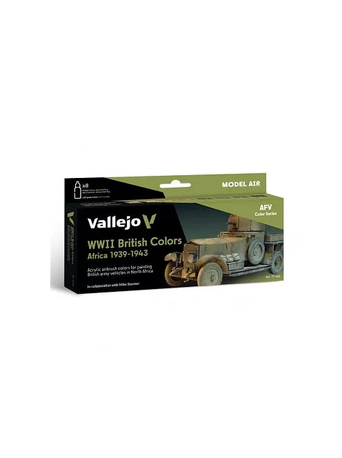 Vallejo airbrush festékkészlet 8x18ml – WWII British Colors Africa