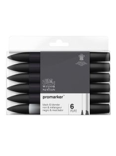WN Promarker 6 db-os fekete marker + Blender