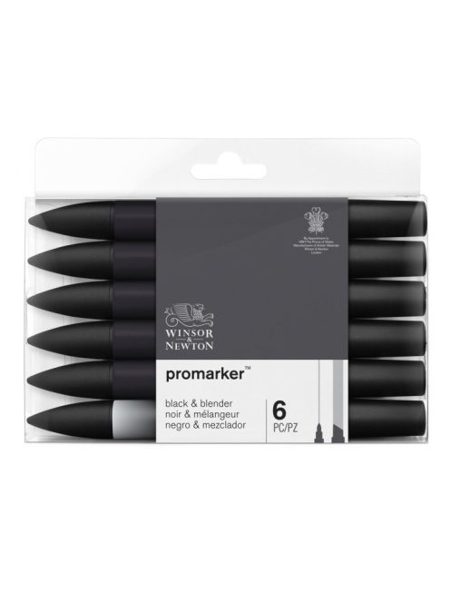 WN Promarker 6 db-os fekete marker + Blender