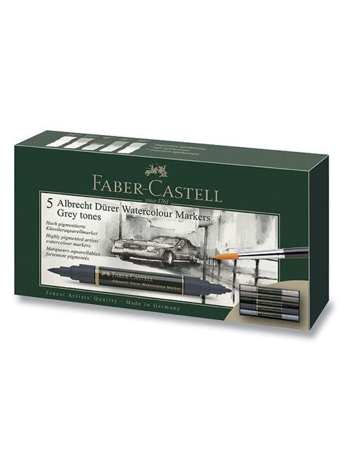 Faber-Castell akvarell marker készlet, szürke, 5 db