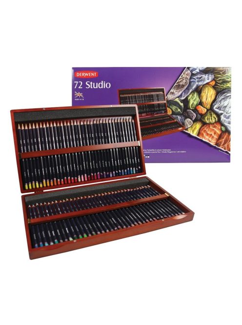 Derwent Studio színes ceruzakészlet 72 darabos, fa dobozban