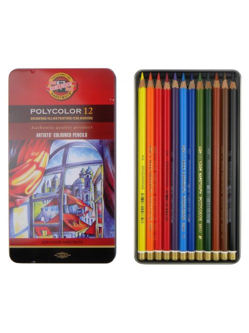 Polycolor színes ceruzakészlet 12 db-os fémdobozban