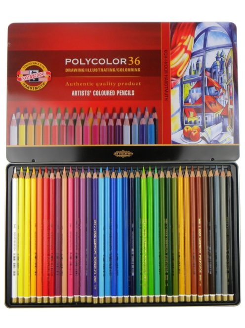 Polycolor színes ceruzakészlet, 36 db-os, fémdobozban