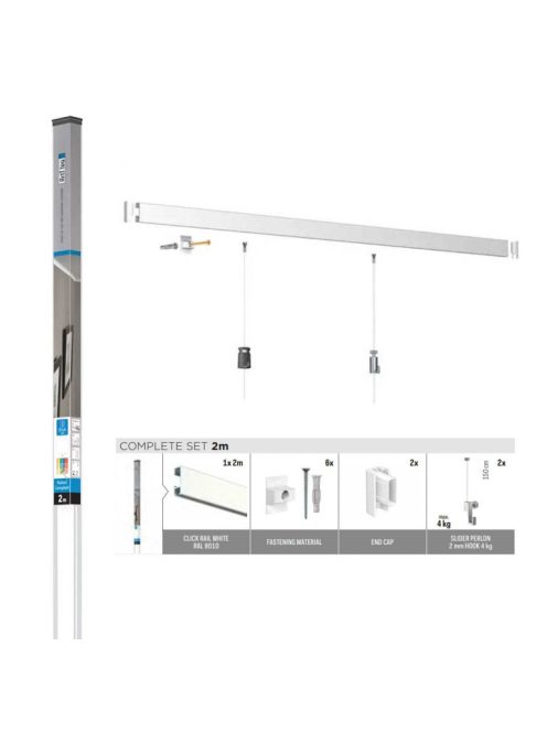2 m hosszú, állítható képakasztó rendszer