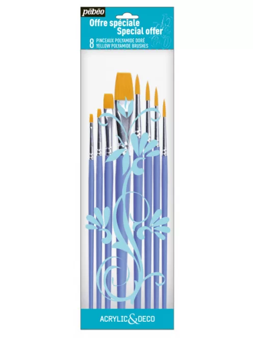Ecsetkészlet Pébéo 8 db kerek és lapos