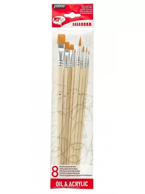 Ecset szett Pébéo 8 db könnyű szintetikus sörtével