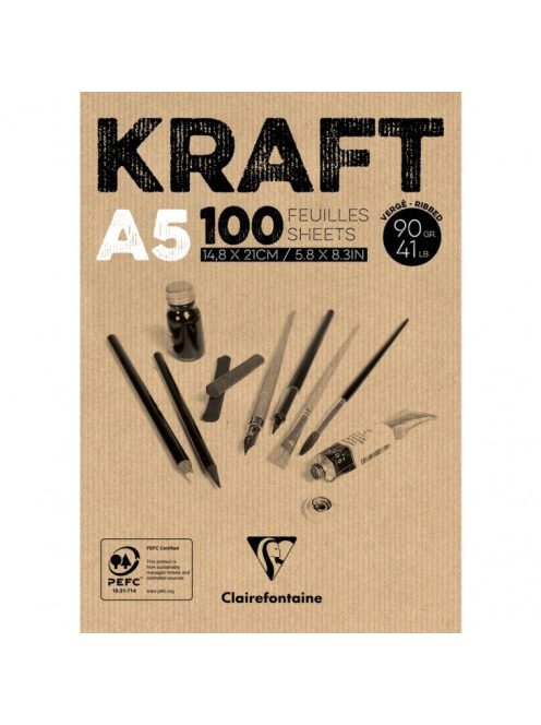 Barna tömb Kraft A4 90g, 100 lap