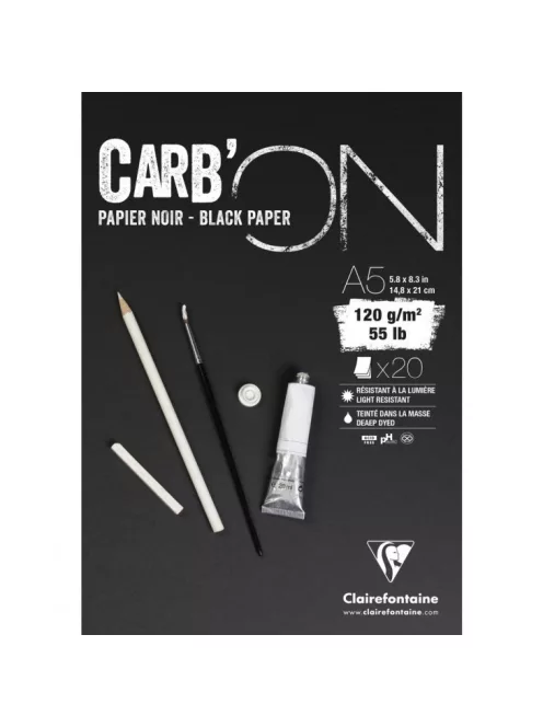 Fekete vázlattömb CarbON A2 120g, 20 lap
