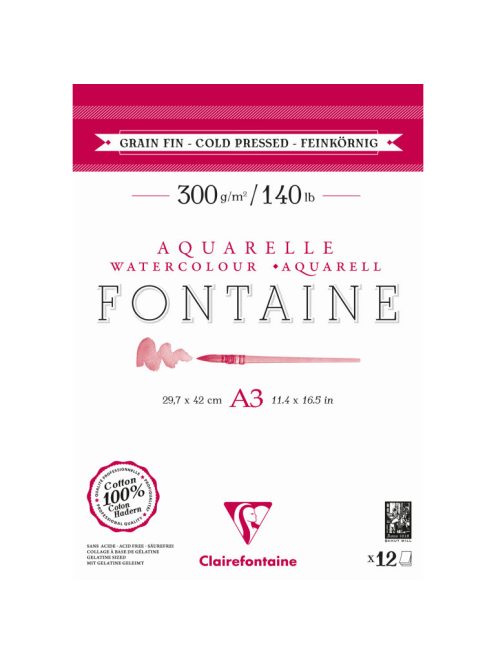 Akvarell jegyzettömb Fontaine A3 300g – hidegen sajtolt