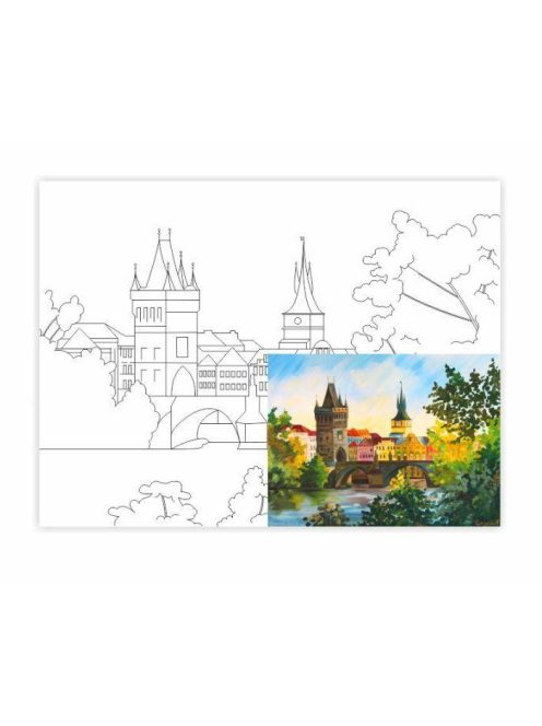Vászonra nyomtatott kifestőkönyv - Prága 30x40cm