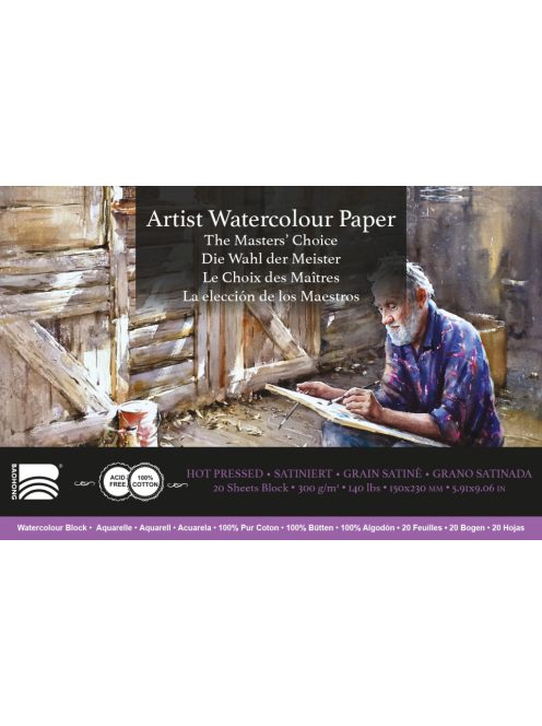 Akvarell tömb Baohong Masters 15x23cm hot pressed 300g