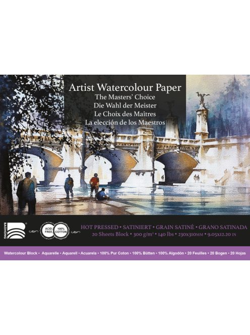 Akvarell tömb Baohong Masters 23x31cm hot pressed 300g