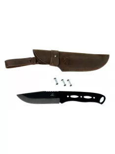   Bushcraft Blued-Blade carbon steel knife with leather sheath BeaverCraft