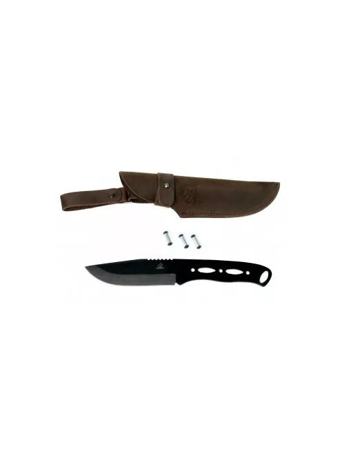 Bushcraft Blued-Blade carbon steel knife with leather sheath BeaverCraft