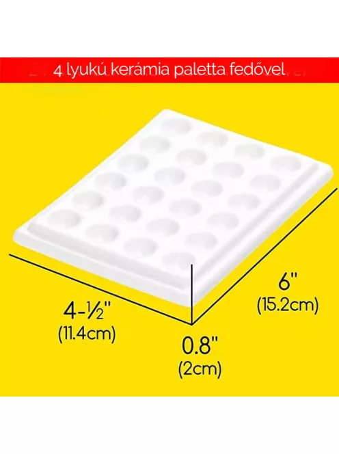 Porcelain palette rectangular 24 wells 11x15cm with lid