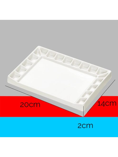 Porcelán paletta téglalap alakú 18 mélyedés 14x20cm