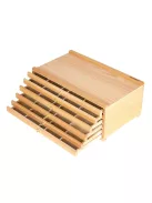 Fa tároló doboz 6 fiókkal, természetes bükk 25x40cm