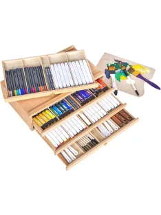 Fa tároló doboz 6 fiókkal, természetes bükk 25x40cm