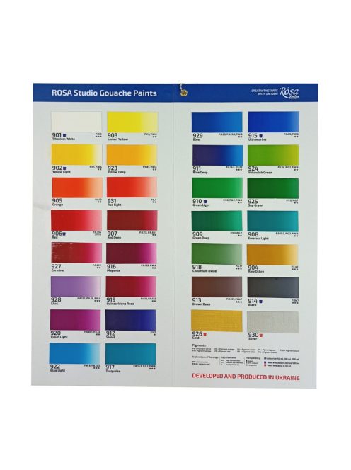 Gouache színminták Rosa