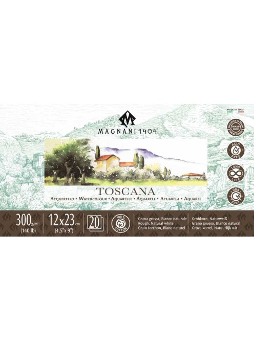 akvarell pad Magnani Toscana 12x23cm 300g 100% cotton