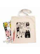 Pamut táska motívummal festéshez 38x42cm - Cats