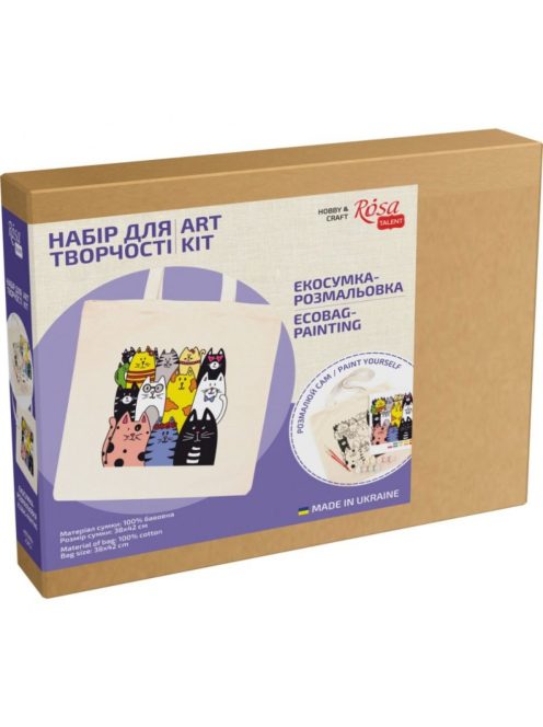 Pamut táska motívummal festéshez 38x42cm - Cats