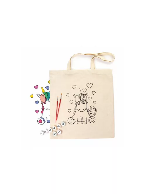 Pamut táska motívummal festéshez 38x42cm - Unicorn