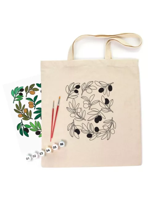 Pamut táska motívummal festéshez 38x42cm - Olives