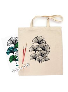 Festhető pamut táska motívummal 38x42cm - Ginkgo levelek