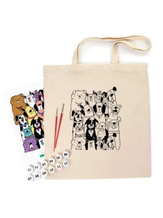 Pamut táska motívummal festéshez 38x42cm - Dogs