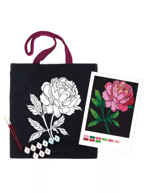Pamut táska motívummal festéshez 38x42cm - Fine peony