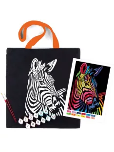 Pamut táska motívummal festéshez 38x42cm - Zebra