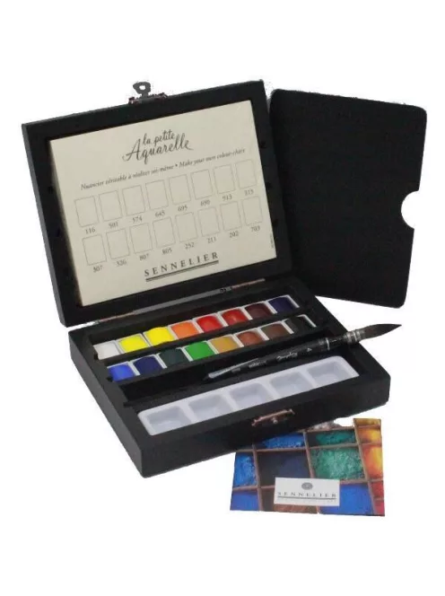 Sennelier 16 darabos akvarellfesték készlet, fadobozban