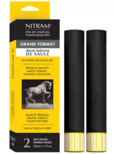 Nitram Natural Charcoal – Demi Bâtons 25mm 2 pcs