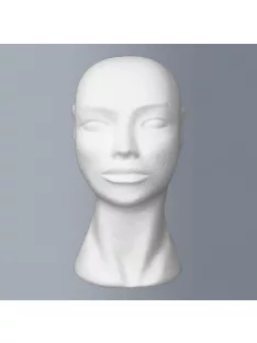 Polystyrene female head model, height 29cm