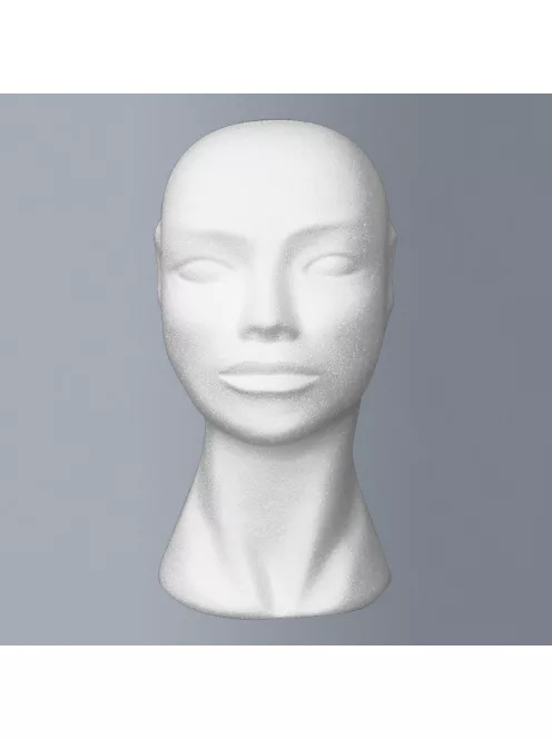 Polystyrene female head model, height 29cm