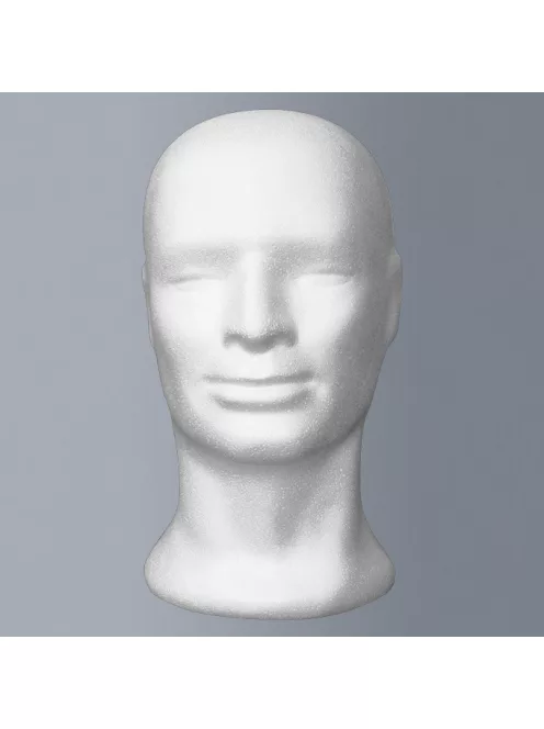 Polystyrene male head model, height 31cm