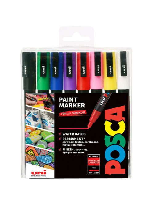 Akril marker készlet Uni Posca 0.9-1.3mm 8 db alapszín