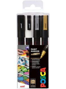 Akril markerek Uni Posca 0,9-1,3 mm, 4 db metálfényű