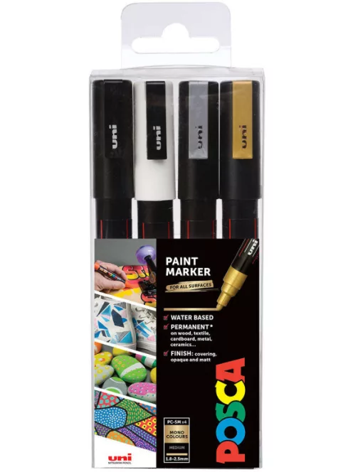 Akril marker készlet Uni Posca 0.9-1.3mm 4 db fémes