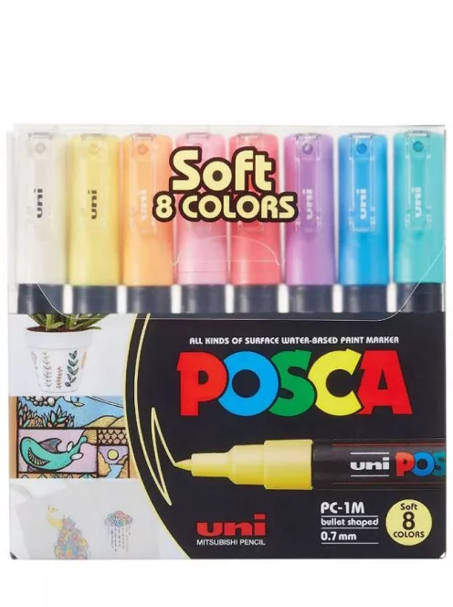 Akril marker készlet Uni Posca 0.7mm 8 db pasztel 1M