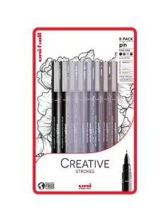 Set of Uni Pin 8pcs Creative Strokes liners