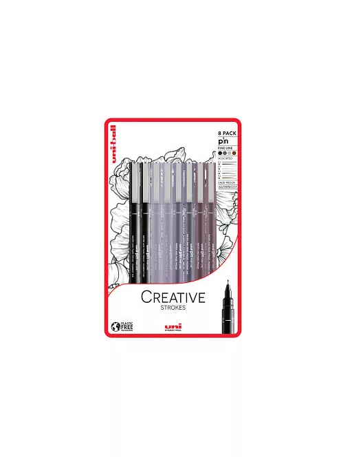 Set of Uni Pin 8pcs Creative Strokes liners