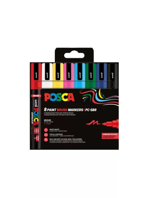 Akril marker készlet Uni Posca Brush PC-5BR 8db alapszínek