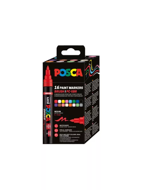 Uni Posca Brush PC-5BR akril marker készlet, 16 db