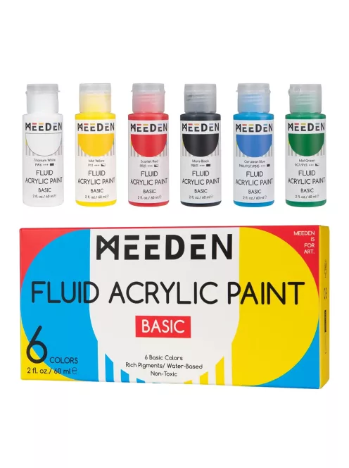 Set of liquid acrylic paints Meeden Fluid 6x60ml