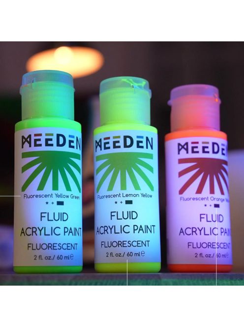 Set of liquid acrylic paints Meeden Fluid 6x60ml fluorescent